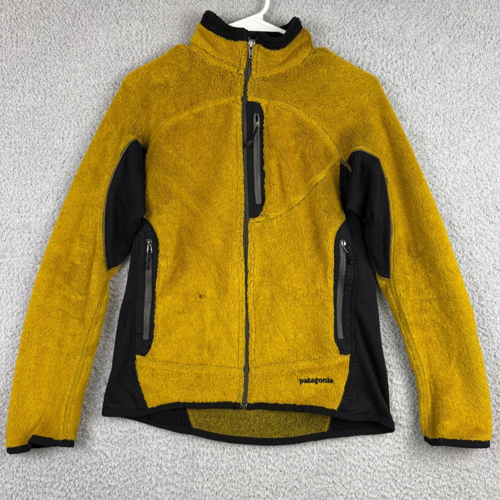 Patagonia R2 Fleece Jacket Womens Medium Yellow Full Zip Regulator Tech Outdoors